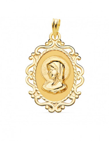 18K MEDALLA VIRGEN NIÑA CERCO CALADO...