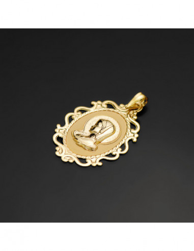 18K MEDALLA VIRGEN NIÑA CERCO CALADO...