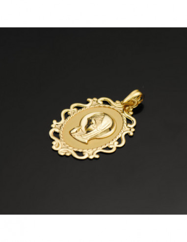 18K MEDALLA VIRGEN NIÑA CERCO CALADO...