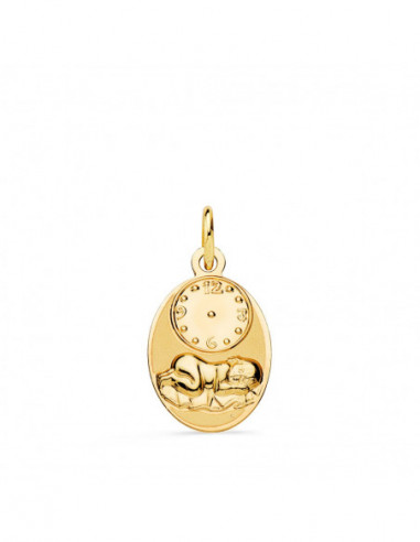 18K MEDALLA OVAL NIÑO DE LA HORA CON...