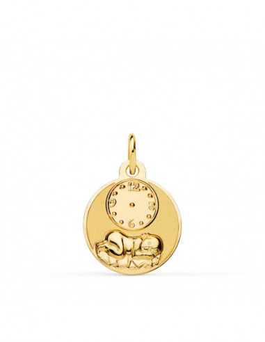 18K MEDALLA REDONDA NIÑO DE LA HORA...