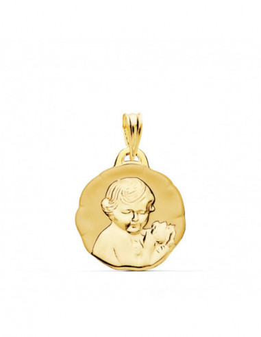 18K MEDALLA ANGEL QUERUBIN BRILLO 19 MM