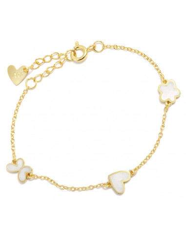 PULSERA MADREPERLA ICONOS BAÑO ORO...