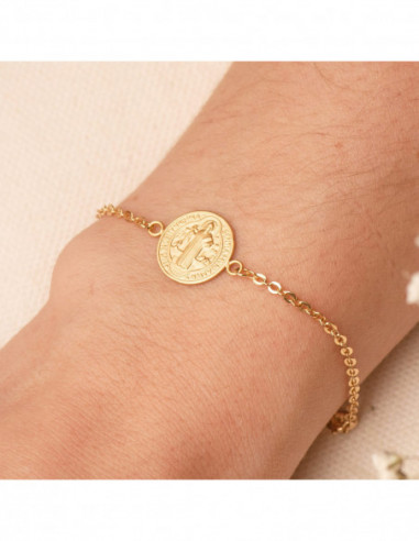 18K PULSERA ORO AMARILLO CON MEDALLA...