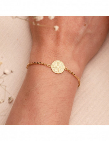 18K PULSERA ORO AMARILLO CON MEDALLA...