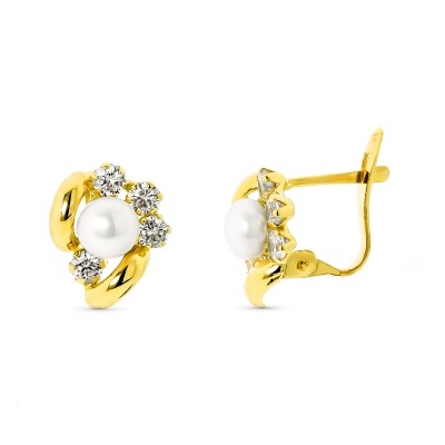 18K PENDIENTES PERLA 5 MM Y...