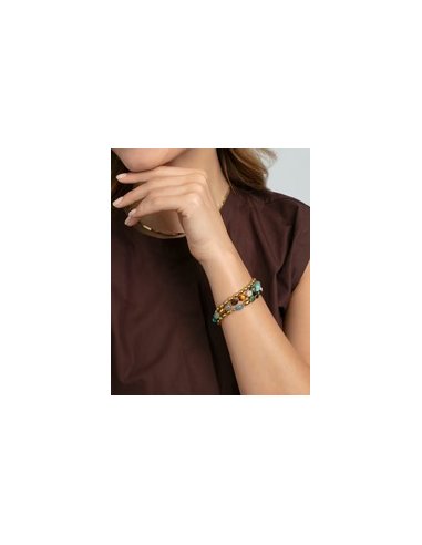 Pulsera de mujer de acero Ip dorado...