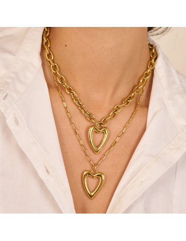COLLAR MUJER HEARTS LARGO DORADO...