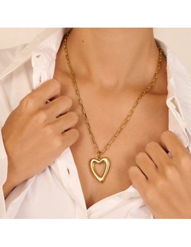 COLLAR MUJER HEARTS LARGO DORADO...