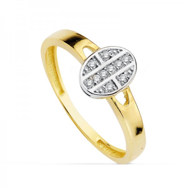 18K SORTIJA COMUNION BICOLOR CIRCONITAS