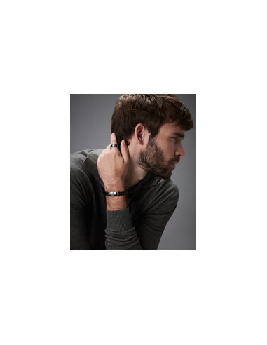 PULSERA DE HOMBRE DE ACERO Y PIEL...