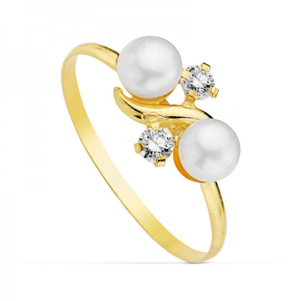 18K SORTIJA COMUNION PERLA Y CIRCONITAS