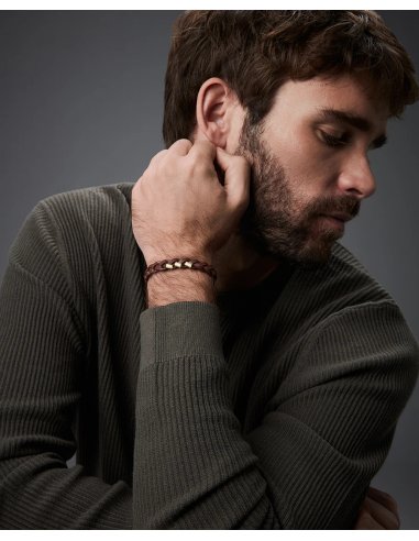 PULSERA DE HOMBRE DE ACERO Y PIEL...