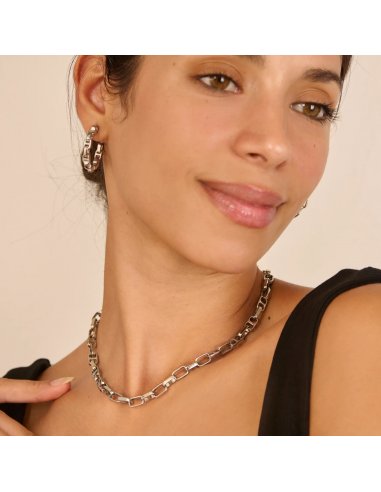 AROS MUJER CHAINS CINDY PLATEADO