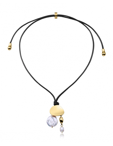 COLLAR DE MUJER DE ACERO IP DORADO Y...