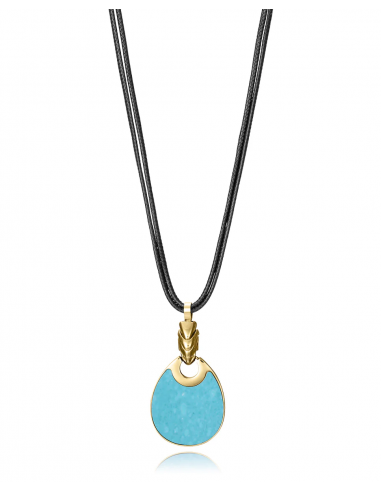 COLLAR DE MUJER DE ACERO IP DORADO Y...