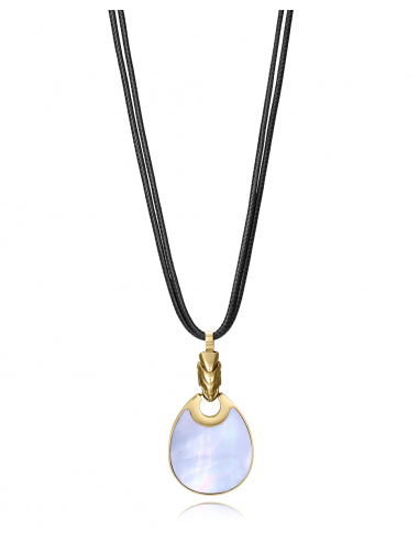 COLLAR DE MUJER DE ACERO IP DORADO Y...