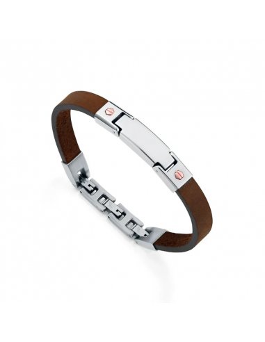 PULSERA VICEROY ACERO Y PIEL MARRÓN...
