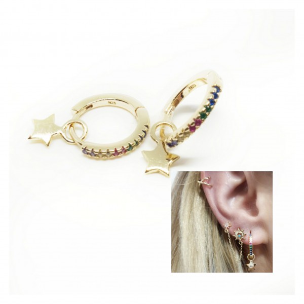 PENDIENTES ARO MULTICOLOR ESTRELLA