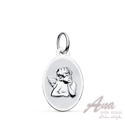 9K MEDALLA ORO BLANCO ANGEL...