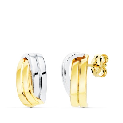 18K PENDIENTES ORO BICOLOR...