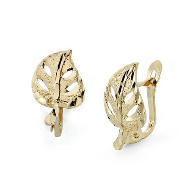 18K PENDIENTES HOJA CALADA...