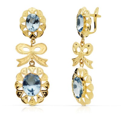 18K PENDIENTES CUBANA LAZO...