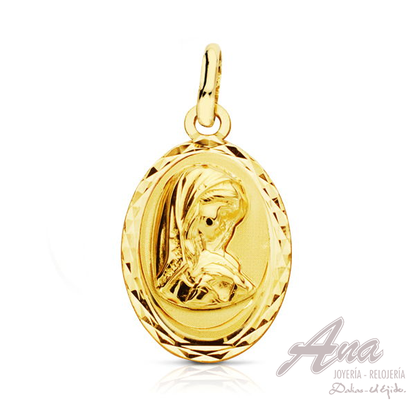 9K MEDALLA VIRGEN NIÑA LIGERA 19X12 MM