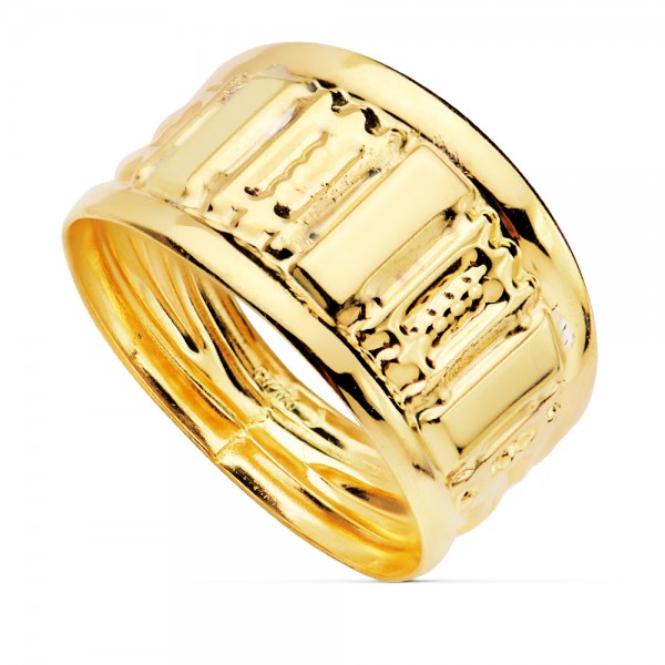 18K SORTIJA TALLADA ANCHO 10 MM