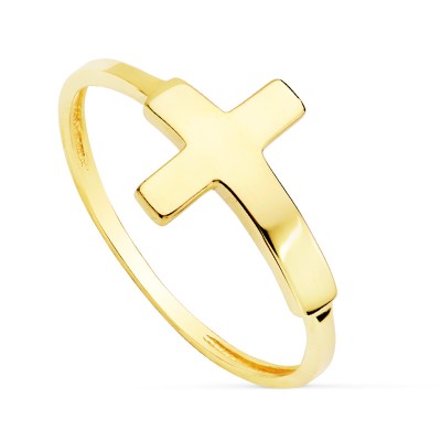 18K SORTIJA CRUZ LISA 13X9 MM