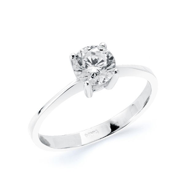 18K SOLITARIO ORO BLANCO CUATRO...