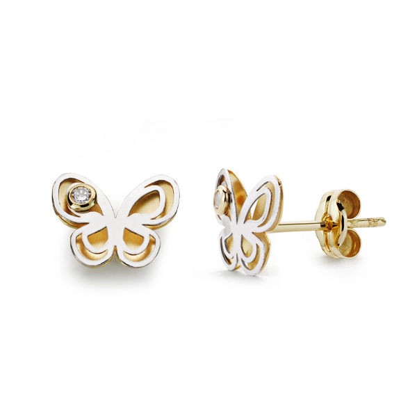 PENDIENTES BICOLOR MARIPOSA 8 X 7 MM.