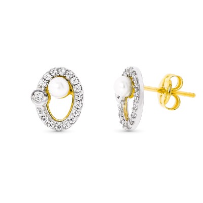 18K PENDIENTES ORO BICOLOR...
