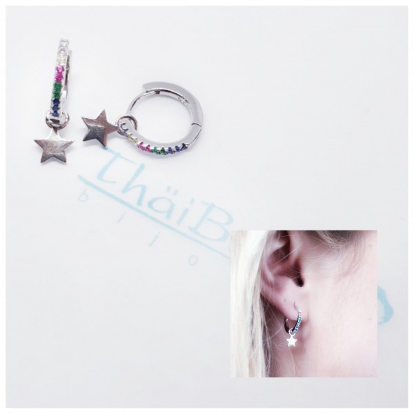 PENDIENTE ARO MULTICOLOR ESTRELLA