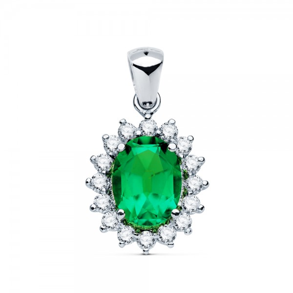 18K COLGANTE ORO BLANCO ESMERALDA...