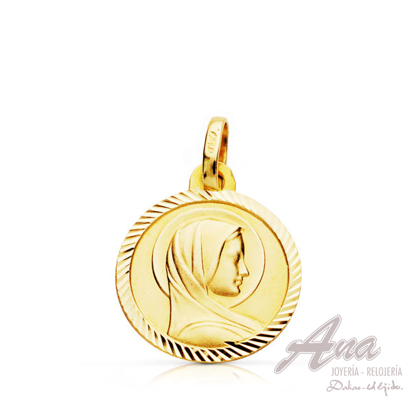 9K MEDALLA VIRGEN FRANCESA 14 MM