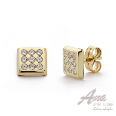 9K PENDIENTES CUADRADOS 7X7 MM