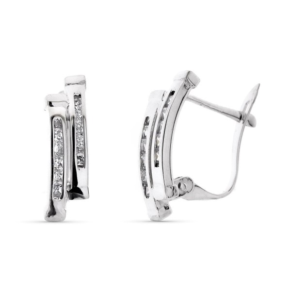 9K PENDIENTES ORO BLANCO BANDAS CON...