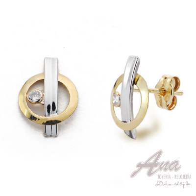 9K PENDIENTES ORO BICOLOR...