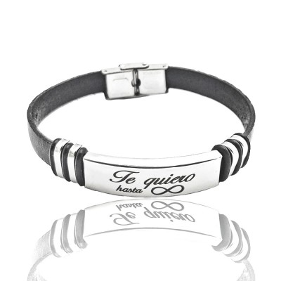 Pulsera Acero, cuero plano...