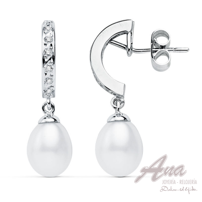 9K PENDIENTES ORO BLANCO...