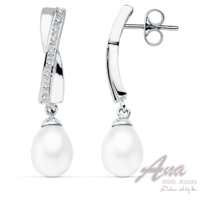 9K PENDIENTES ORO BLANCO...