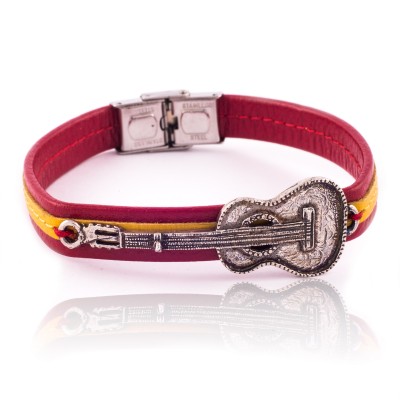 Pulsera Metal, cuero plano...