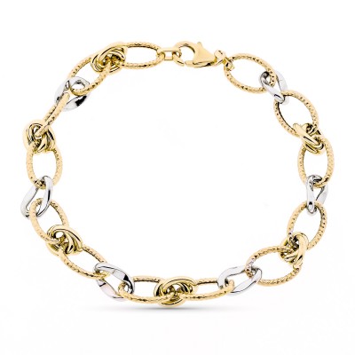PULSERA 9 KTES HUECA. 20 CM.