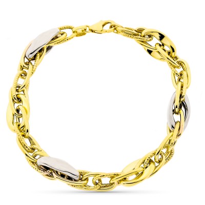 9K PULSERA ORO BICOLOR 20 CM