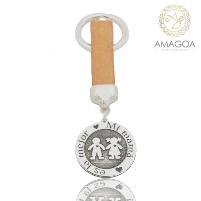 Llavero Plata, lazo cuero...