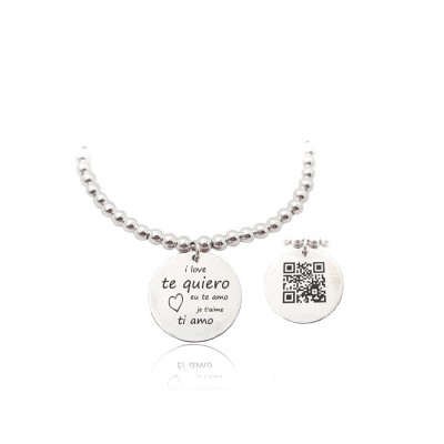 Pulsera bolas de plata QR...