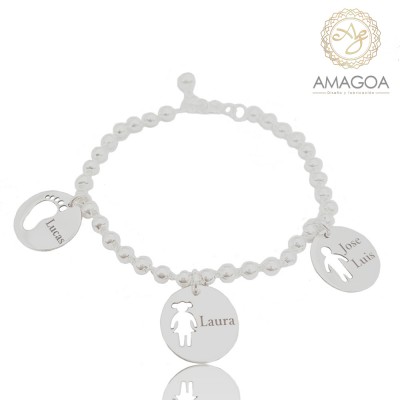 Pulsera Plata, bolas con...