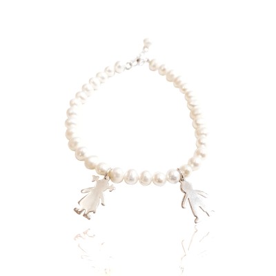 Pulsera Plata, perla niños