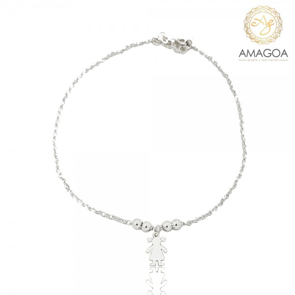 Tobillera cadena niña y bolas de plata